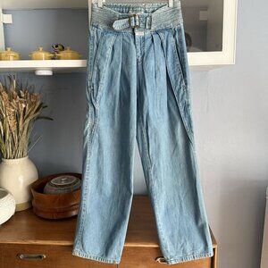 Vintage Marithe Francois Girbaud Pleated High Rise Loose Jeans Sz 7/8 28” Waist